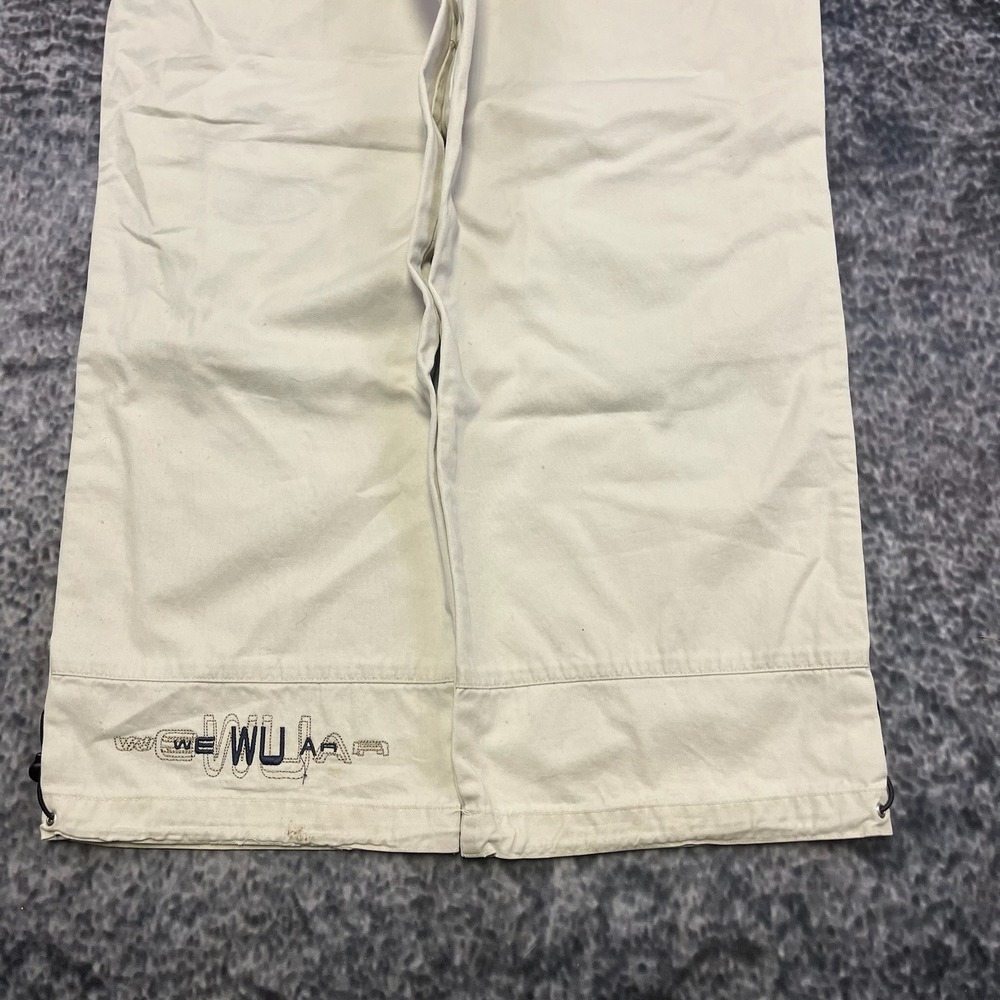 Vintage Wu Wear Pants Mens 34x30 Cream Baggy Embroidered Hip-Hop Skater Y2K‎ - Picture 3 of 16